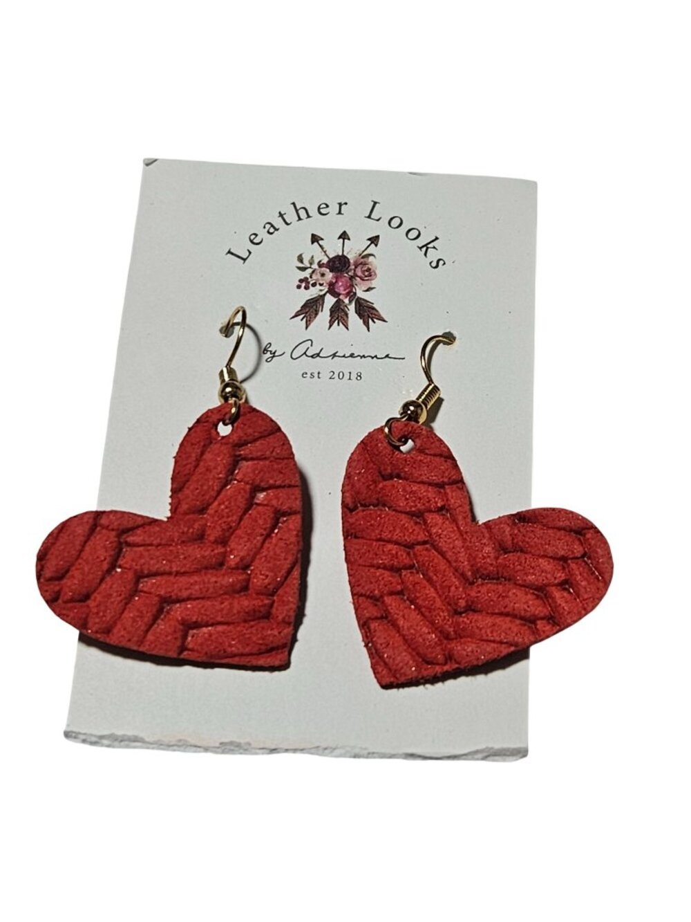 Leather Looks Red Heart Dangle Earrings Valentines Day Fashion Jewelry Women